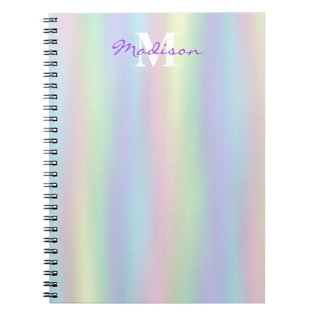 Soft Rainbow Holographic | Monogram  Notebook (Front)