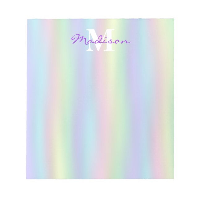 Soft Rainbow Holographic Monogram Notepad (Front)