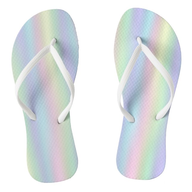 Soft Rainbow Holographic Pastel Flip Flops (Footbed)