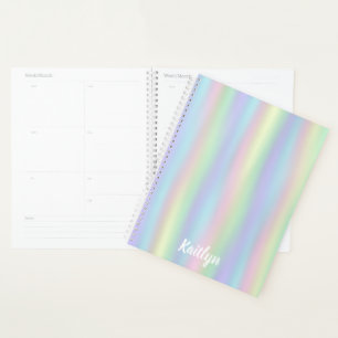 Soft Rainbow Holographic Personalised Planner