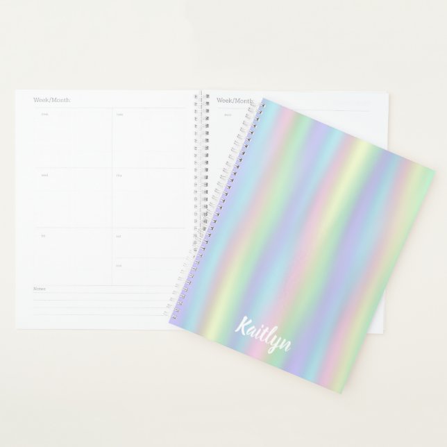 Soft Rainbow Holographic | Personalised Planner (Display)