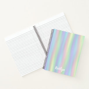 Soft Rainbow Holographic Personalised Spiral Notebook
