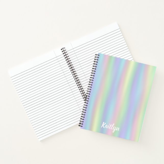 Soft Rainbow Holographic | Personalised Spiral Notebook (Inside)