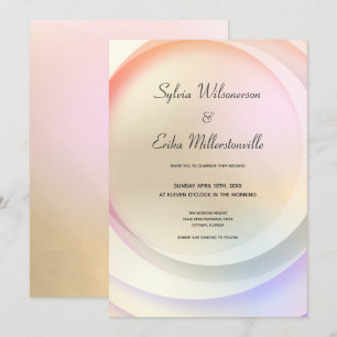 Soft Rainbow Pastel Circular Wedding Invitation