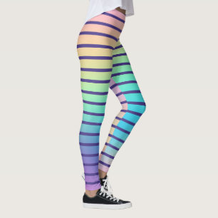 Soft Rainbow Pastel Gradient Stripes Leggings