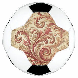 Soft Red and Gold Damask Pattern Football