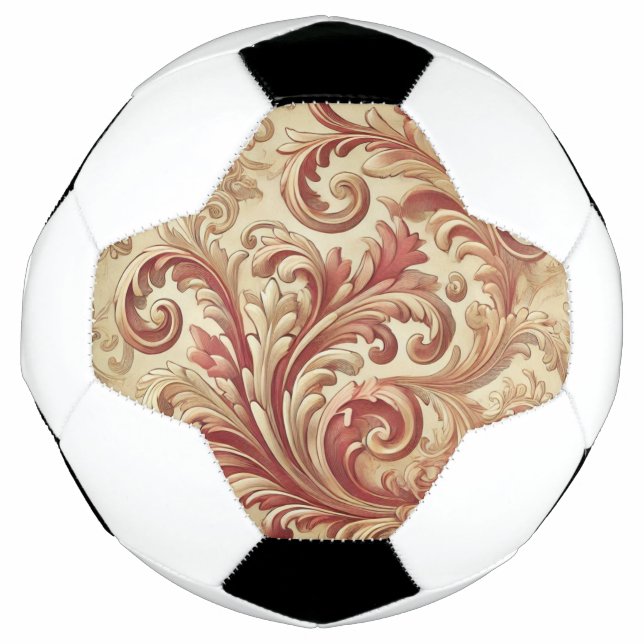 Soft Red and Gold Damask Pattern Football (Front)