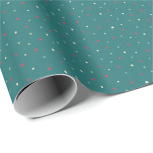 Soft Red & Green Hand-Drawn Polka Dots Wrapping Paper