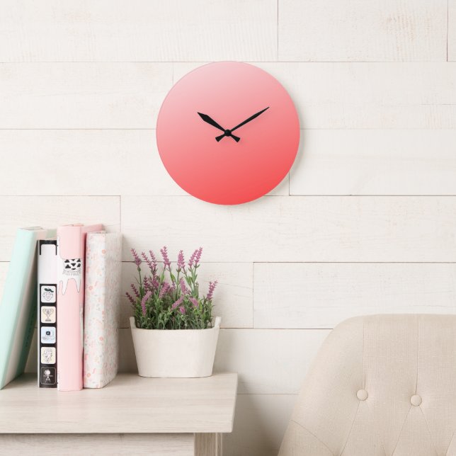 Soft Red Pink Gradient Background Minimal Abstract Large Clock (Reading Room)