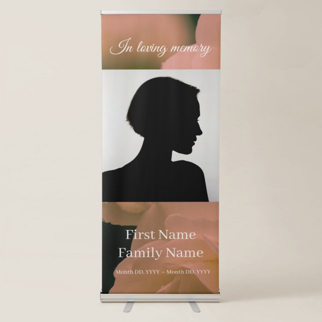 Soft red rose blossom memorial  retractable banner (Front)