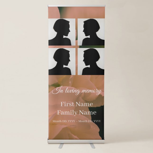 Soft red rose memorial collage  retractable banner (Front)