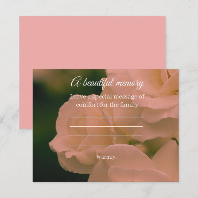 Soft red rose memorial message card (Front/Back)