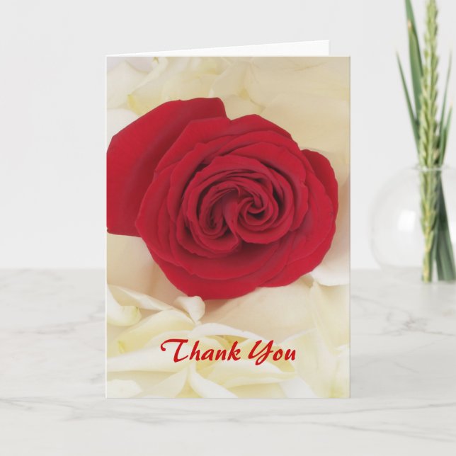 Soft Red Rose Thank You Cards (Front)