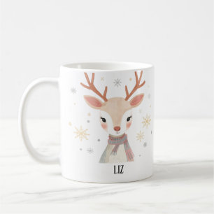 Soft Reindeer Illustration   Gentle Christmas Art Coffee Mug