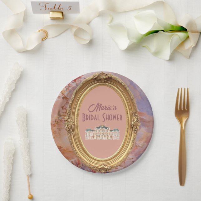 Soft Renaissance Rococo Aesthetic Bridal Shower Paper Plate (Wedding)