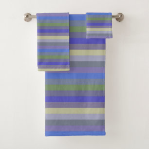 Soft Retro Rainbow Horizontal Stripes Bath Towel Set