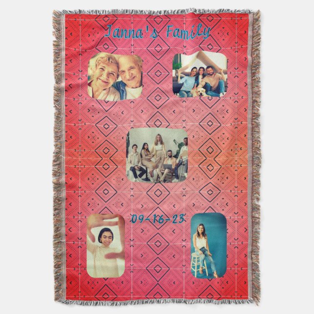 Soft Retro Red Diamond Pattern Photo Throw Blanket (Front Vertical)
