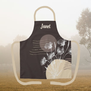 Soft Romantic Chocolate Minimalist Floral Apron