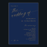 Soft Romantic Dark Navy Blue and Gold Wedding Programme<br><div class="desc">Introducing our Modern Romantic Navy Blue & Gold Wedding Program in a 5x7 size! This program encapsulates timeless elegance and romance with its rich navy blue background and graceful gold calligraphy and text. This compact 5x7 program design still carries the same enchanting charm, setting the perfect ambiance for your special...</div>