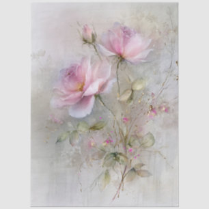 Soft Romantic Feminine Pink Roses for Decoupage Tissue Paper