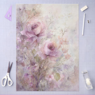 Soft Romantic Feminine Pink Roses for Decoupage Tissue Paper