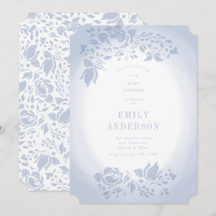 Soft Romantic Floral Blue Baby Shower Invitation