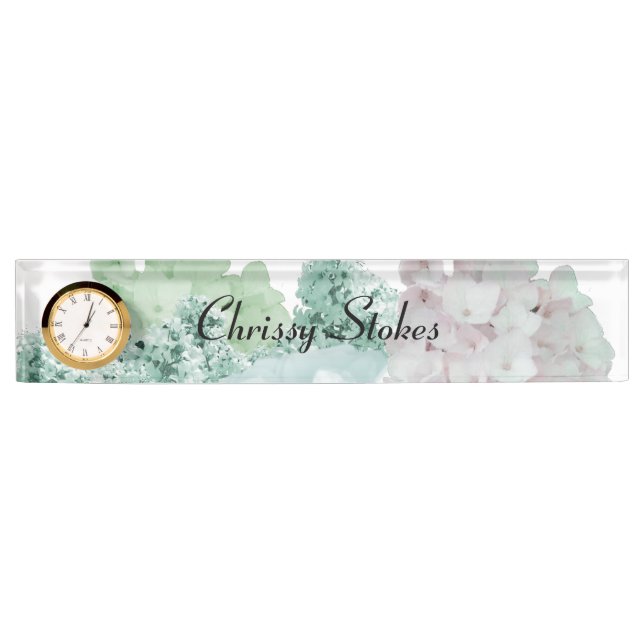 Soft Romantic Floral Desk Name Plate (Front)