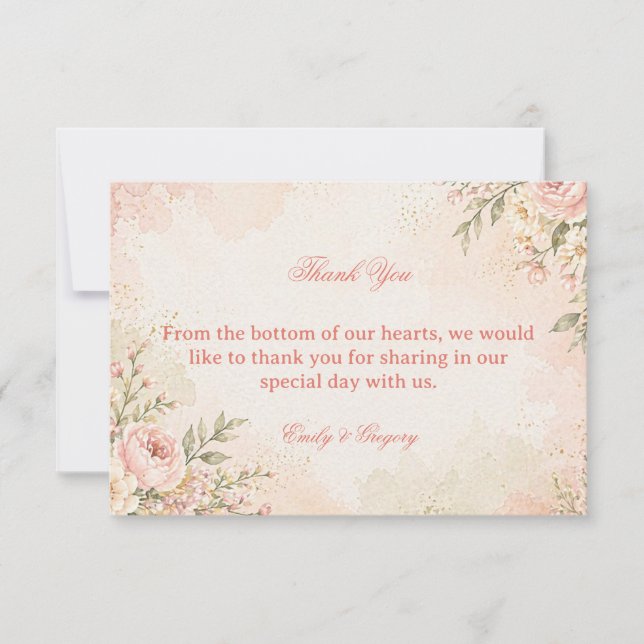 Soft Romantic Floral Thank You Card (Front)