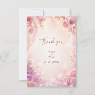 Soft Romantic Floral Wedding Glow Thank You Card
