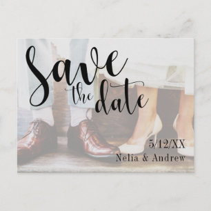 Soft Romantic Photo Typography 30 Save the Date 1b Announcement Postcard