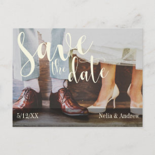 Soft Romantic Photo Typography 30 Save the Date 2b Announcement Postcard