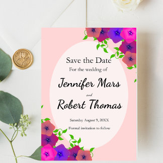 Soft Romantic Pink Petunia Save The Date