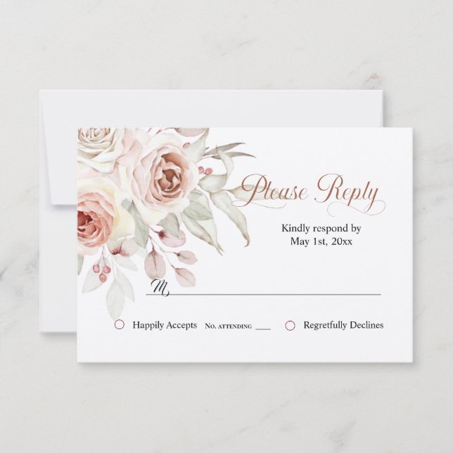Soft Romantic Rose RSVP (Front)