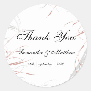 Soft Rose and Grey Flourishes Wedding Classic Round Sticker