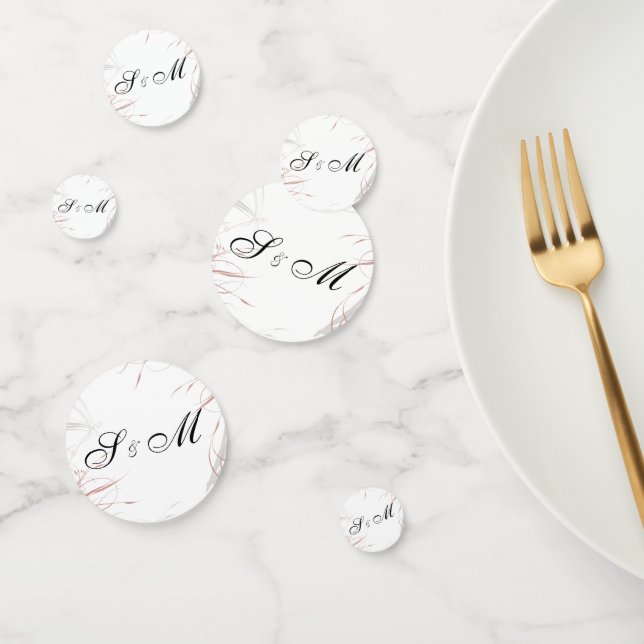 Soft Rose and Grey Flourishes Wedding Confetti (Group)