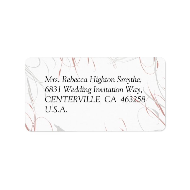 Soft Rose and Grey Flourishes Wedding Label (Front)
