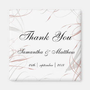 Soft Rose and Grey Flourishes Wedding Magnet