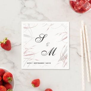 Soft Rose and Grey Flourishes Wedding Napkin