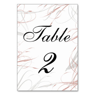 Soft Rose and Grey Flourishes Wedding Reception Table Number