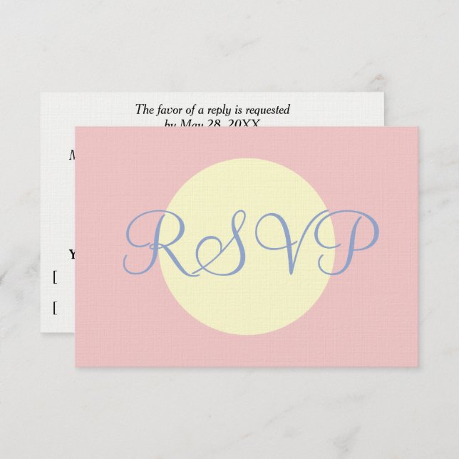 Soft Rose Blue Pastel Geometric Wedding RSVP (Front/Back)