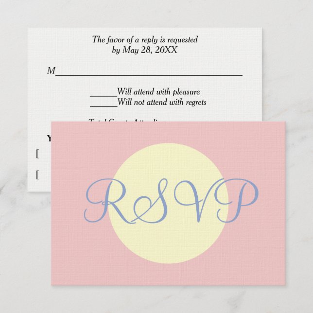 Soft Rose Blue Pastel Geometric Wedding RSVP Card (Front/Back)