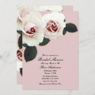 Soft Rose Blush Pink Roses Elegant Bridal Shower Invitation