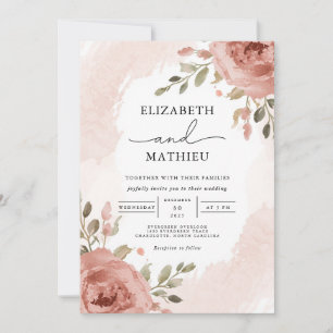 Soft Rose Botanical Floral Wedding Invitation