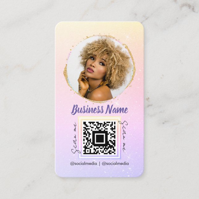 Soft Rose Gold Glitter Feminin Social Media Girly Business Card (Front)