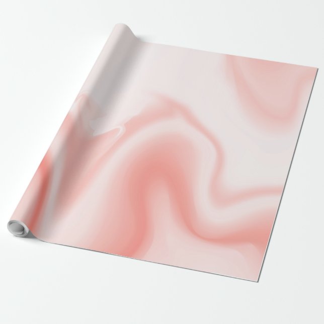 Soft rose-gold marble swirls wrapping paper (Unrolled)
