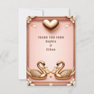 💍 Soft Rose Gold Swan Wedding Message 💍 Thank You Card