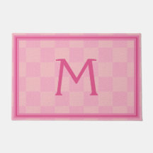 Soft Rose Pink Buffalo Plaid Monogram