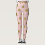 Soft Rose Pink Gold Glitter Glam Polka Dots Cute Leggings<br><div class="desc">Leggings</div>