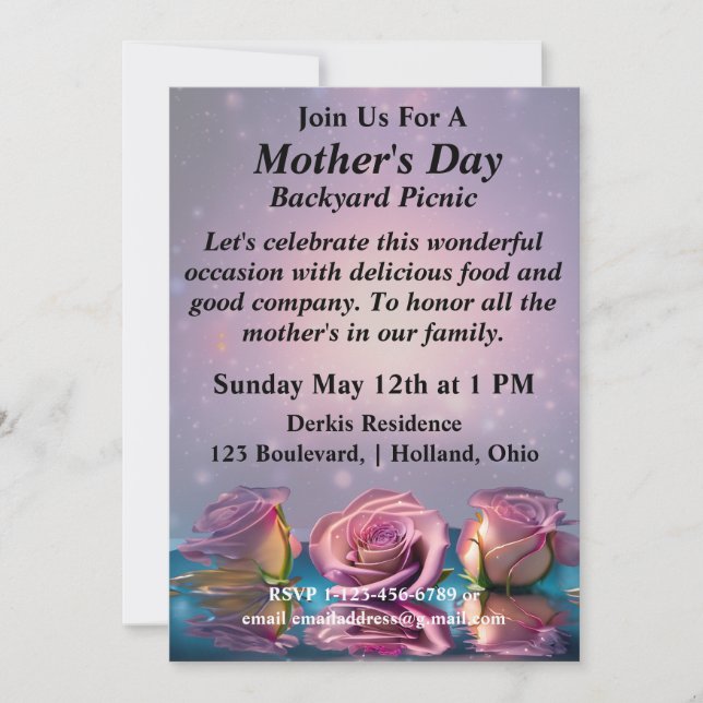 Soft Roses background Invitation (Front)