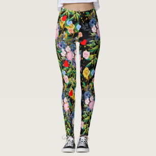 Soft roses black Field   roses Leggings